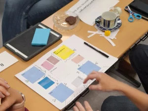 Partizipative Schulraumgestaltung - Alle Beteiligten planen die Schulräume an einem Tisch.