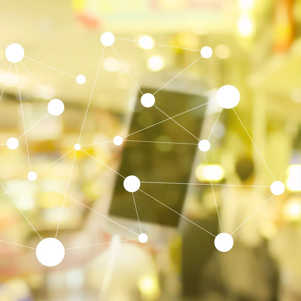 KI-gestützte Lernplattformen - SAMR; Netz, gelb, diffus